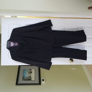 Danny and Nicole size 18W pants suit. Charcoal gray with purple pinstripes.